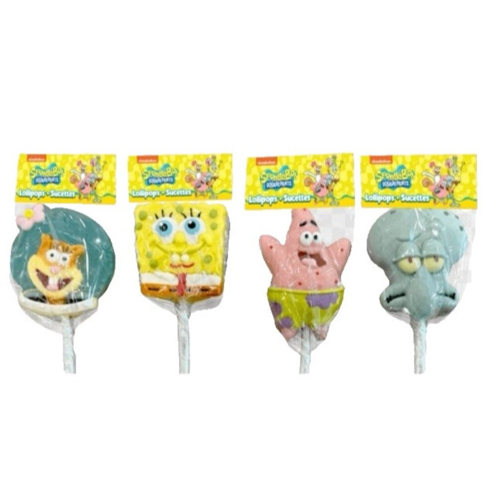 SpongeBob SquarePants Jumbo Lollipops 4pc Set Bubblegum SpongeBob Patrick Sandy